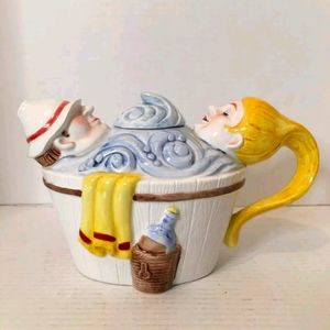 Department 56 Hot Tub Porcelain Vintage "Tea Time" Novelty Tea Pot 1989